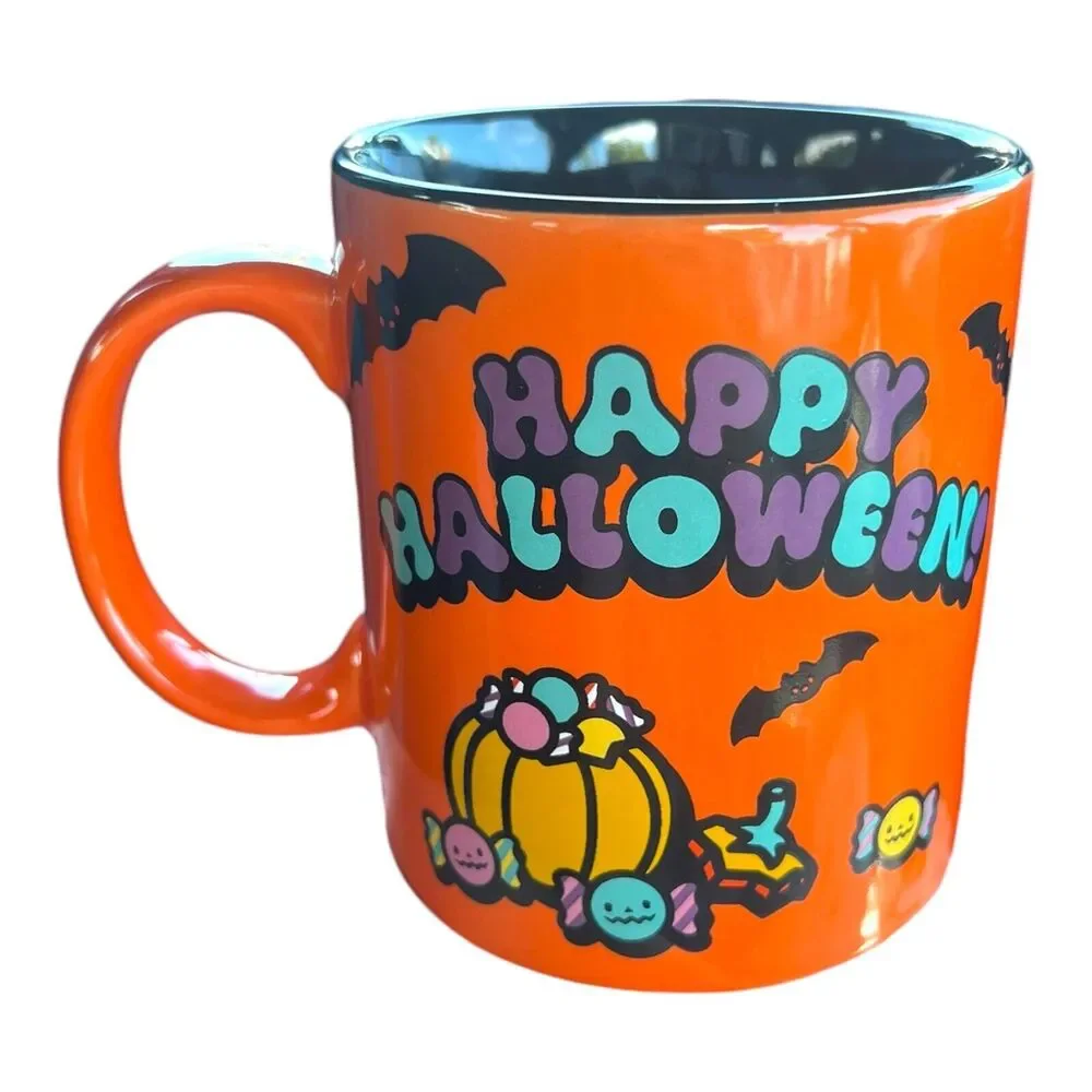 Sanrio Hello Kitty Orange Dual Sided HAPPY HALLOWEEN Mug 24 Oz NEW